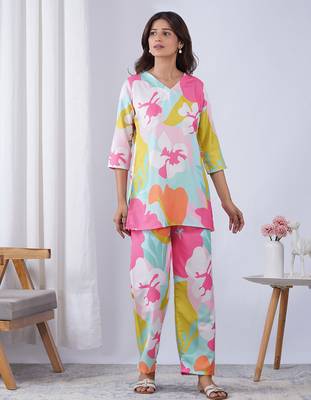Multy rayon blend printed co-ord set 1