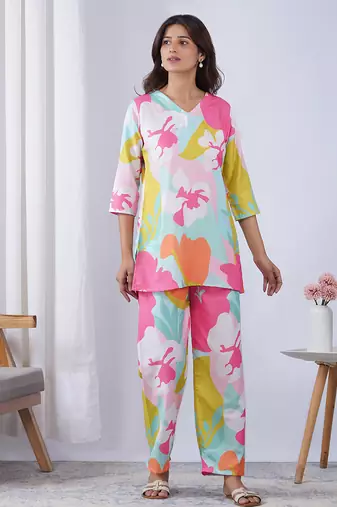 Multy rayon blend printed co-ord set
