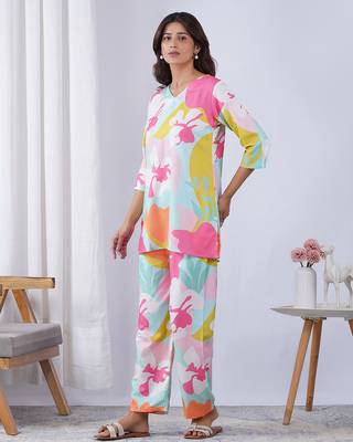 Multy rayon blend printed co-ord set 5
