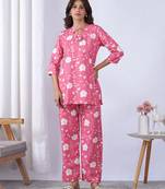 Pink rayon blend printed co-ord set