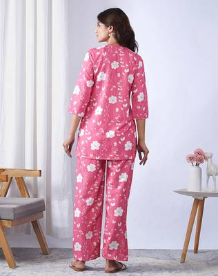 Pink rayon blend printed co-ord set 2