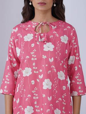 Pink rayon blend printed co-ord set 3