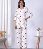 Off white rayon blend printed co-ord set