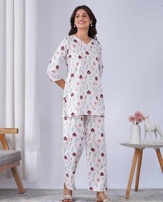 Off white rayon blend printed co-ord set 5