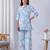 Sky blue rayon blend printed co-ord set