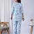 Sky blue rayon blend printed co-ord set