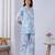 Sky blue rayon blend printed co-ord set