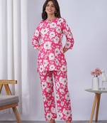 Pink rayon blend printed co-ord set