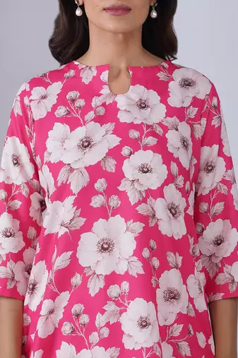 Pink rayon blend printed co-ord set