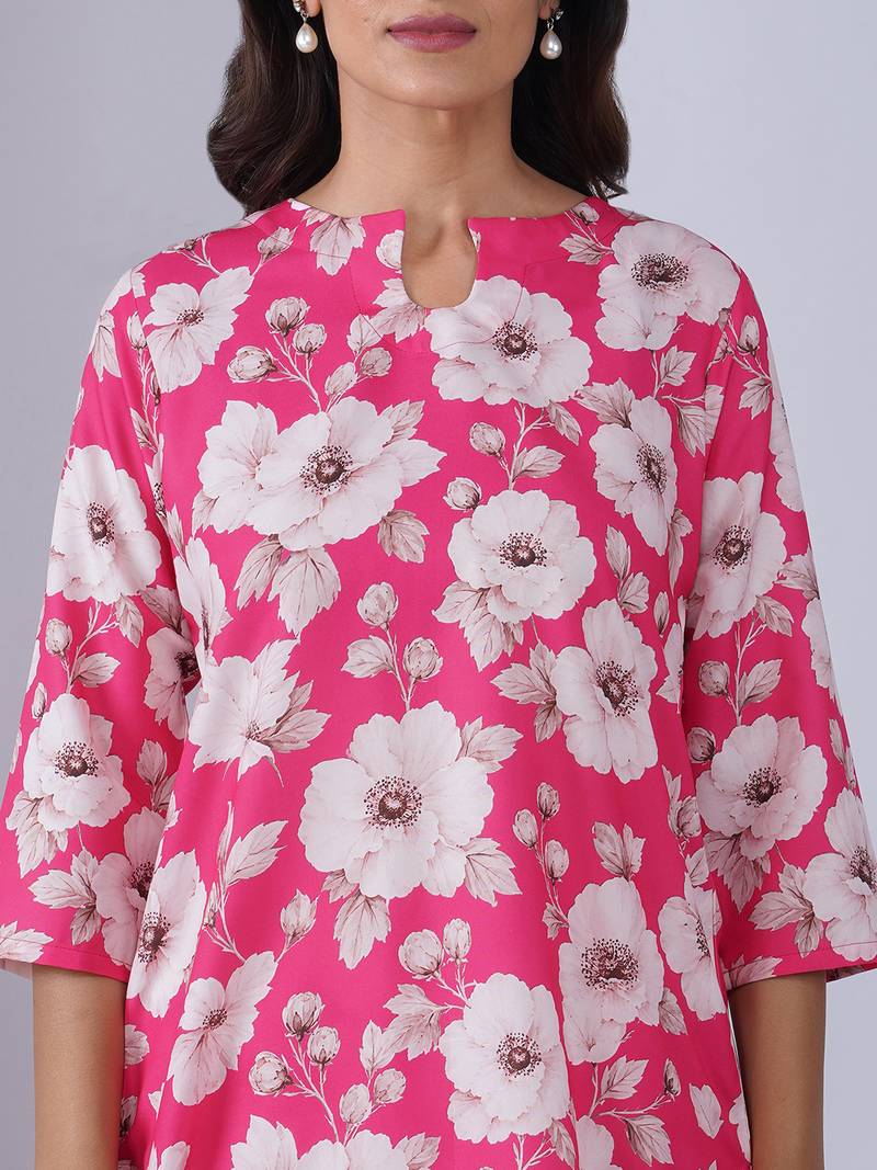 Pink rayon blend printed co-ord set