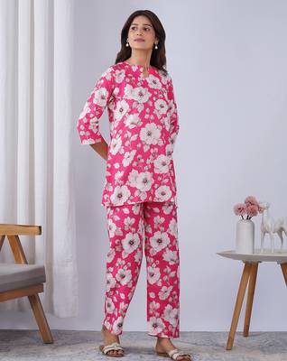 Pink rayon blend printed co-ord set 5