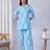 Sky blue rayon blend printed co-ord set