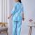 Sky blue rayon blend printed co-ord set