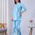 Sky blue rayon blend printed co-ord set