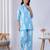 Sky blue rayon blend printed co-ord set