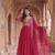 Red colour georgette ethnic ceremonial wedding reception gown