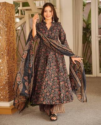 Black muslin digital printed readymade suit for fancy trendy looks 1