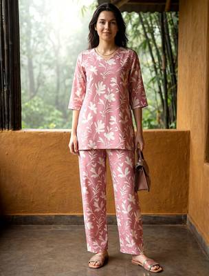 Pink smart and stylish co-ord set dress 1