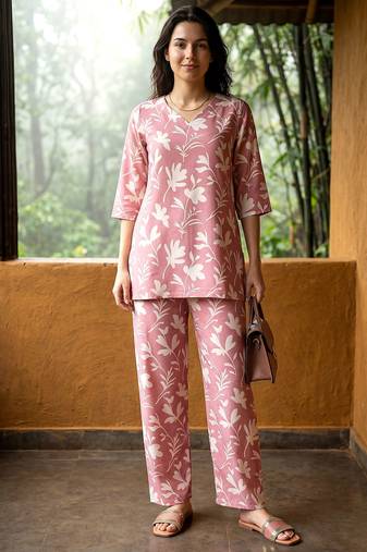 Pink smart and stylish co-ord set dress