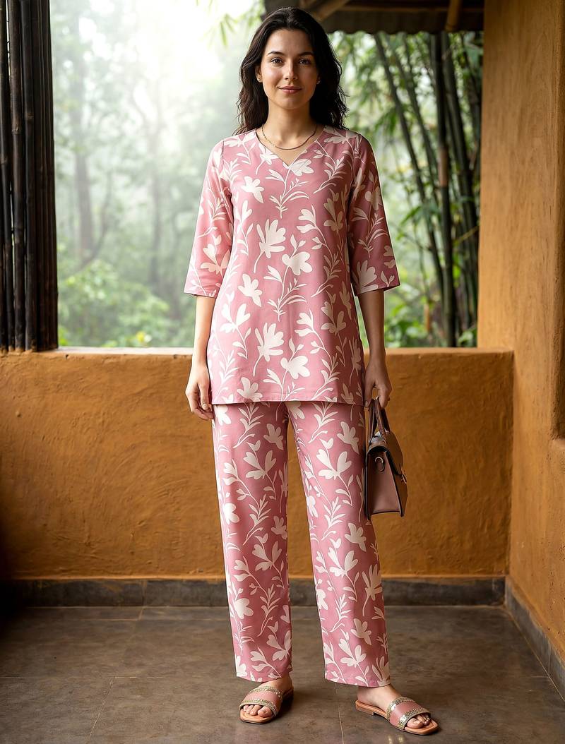 Pink smart and stylish co-ord set dress