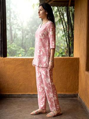Pink smart and stylish co-ord set dress 4
