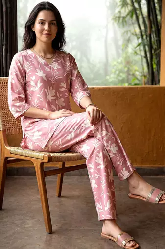 Pink smart and stylish co-ord set dress