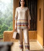 Beige smart and stylish co-ord set dress