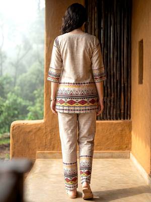 Beige smart and stylish co-ord set dress 2