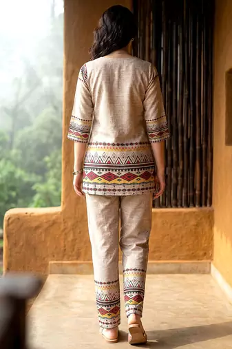 Beige smart and stylish co-ord set dress