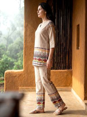 Beige smart and stylish co-ord set dress 4