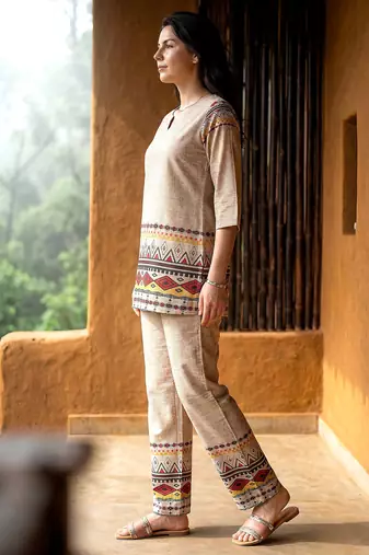 Beige smart and stylish co-ord set dress