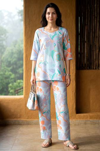Sea green smart and stylish co-ord set dress