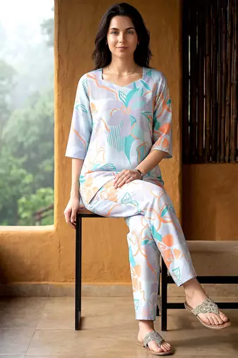 Sea green smart and stylish co-ord set dress