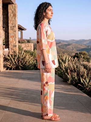 Peach smart and stylish co-ord set dress 4