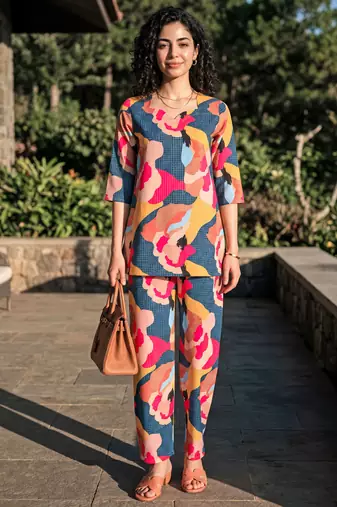 Multy color smart and stylish co-ord set dress for fancy girlie looks
