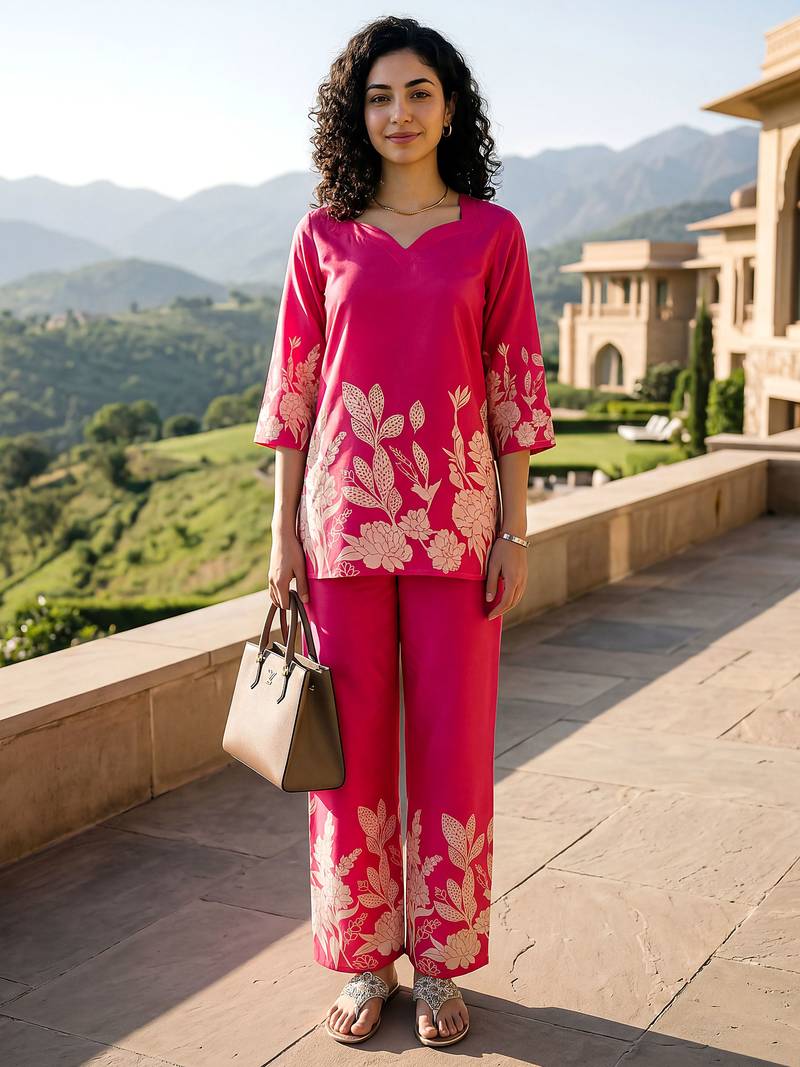 Pink smart and stylish co-ord set dress