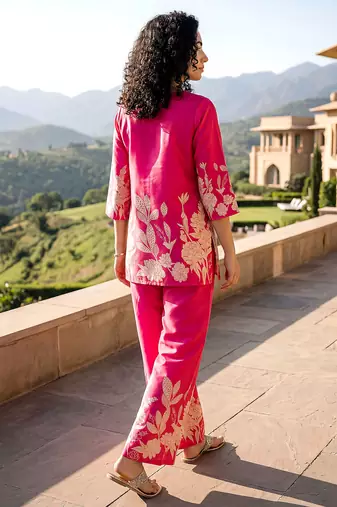 Pink color smart and stylish co-ord set dress for fancy girlie looks