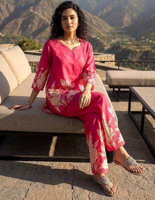 Pink smart and stylish co-ord set dress 5