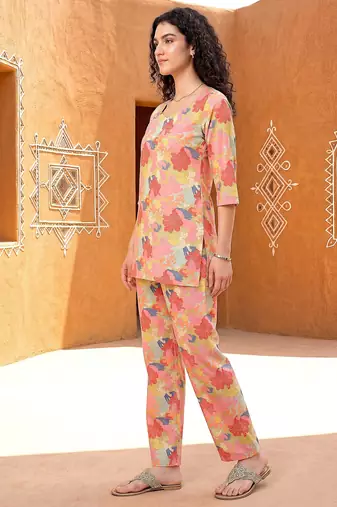 Pink color smart and stylish co-ord set dress for fancy girlie looks