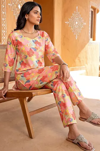Pink color smart and stylish co-ord set dress for fancy girlie looks