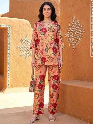 Peach smart and stylish co-ord set dress 1