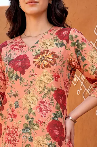 Peach color smart and stylish co-ord set dress for fancy girlie looks
