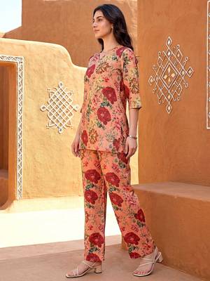 Peach smart and stylish co-ord set dress 4