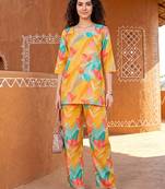 Yellow color smart and stylish co-ord set dress for fancy girlie looks