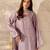 Lavender french crepe embroidery work fancy graceful partywear suit