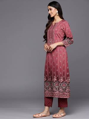 Maroon cotton printed fancy graceful partywear suit 4