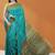 Turquoise blue & deep teal sambalpuri cotton saree with running blouse