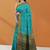 Turquoise blue & deep teal sambalpuri cotton saree with running blouse