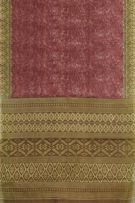 Terracotta brown & burnished copper sambalpuri cotton saree with running blouse 5