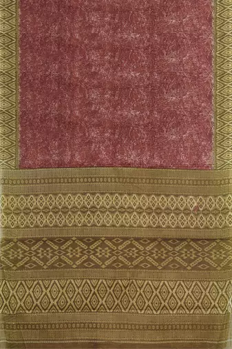 Terracotta brown & burnished copper sambalpuri cotton saree with running blouse